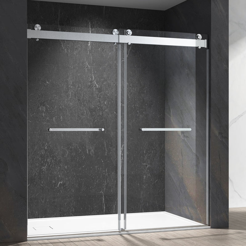 48-in W x 76-in H Frameless Sliding Soft Close Standard Shower Door (Tempered Glass)