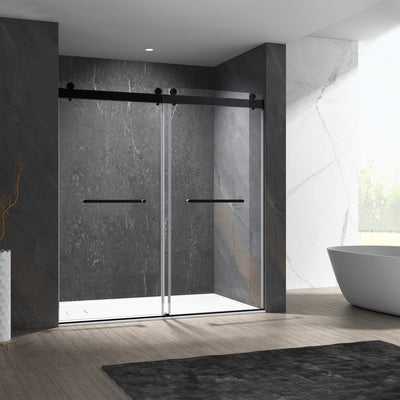 48-in W x 76-in H Frameless Sliding Soft Close Standard Shower Door (Tempered Glass)