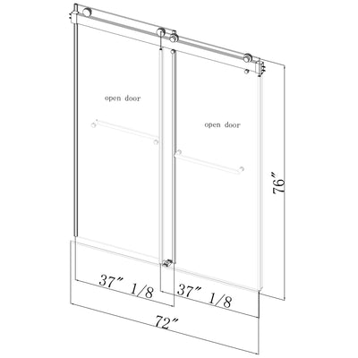 76-in W x 76-in H Frameless Sliding Soft Close Standard Shower Door (Tempered Glass)