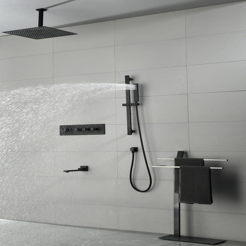 Waterfall Rainfall Showerhead Thermostatic Shower System