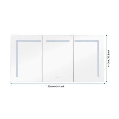 60 in. W x 36 in. H LED Large Rectangular Aluminum Alloy Surface Mount Medicine Cabinet with Mirror