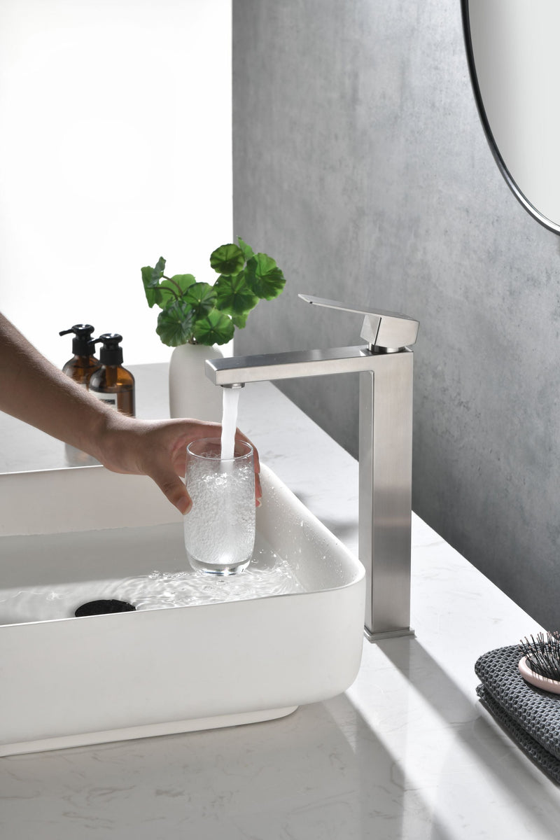 Single Handle Waterfall Spout Bathroom Vanity Sink Faucet