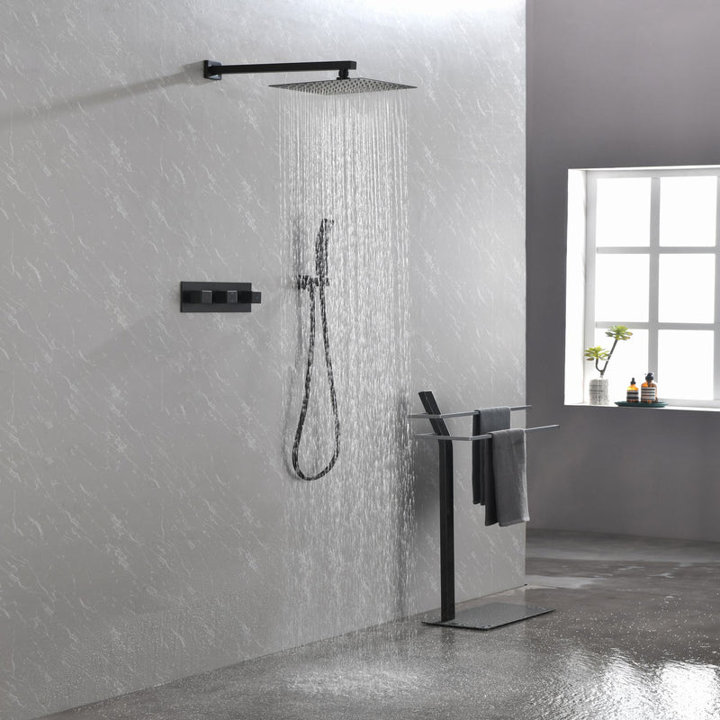 Brass Matte Black Shower Faucet Set Shower System