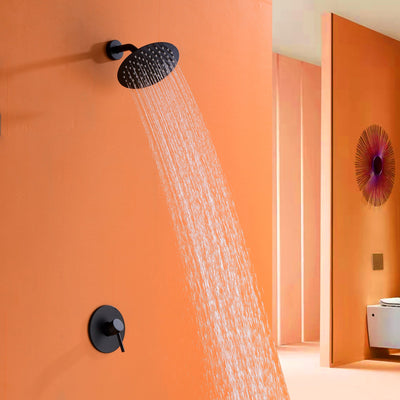 Matte Black Built-In Shower System With Rough-in Valve