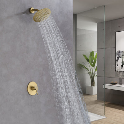 Golden Brushed Built-In Shower System With Rough-in Valve