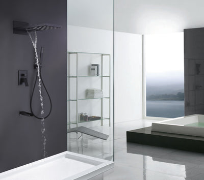 Wall Mounted Bathroom Luxury Rainfall Mixer Shower Tub Spout Combo Set