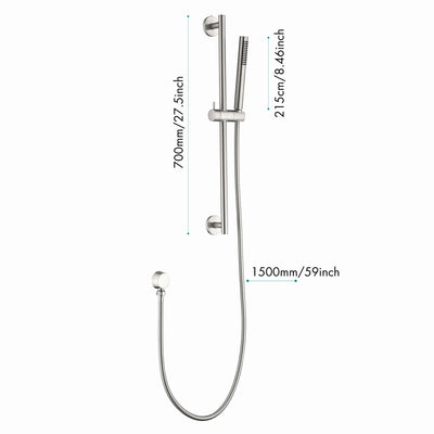 Brushed Nickel Handheld Shower with 28-Inch Slide Bar