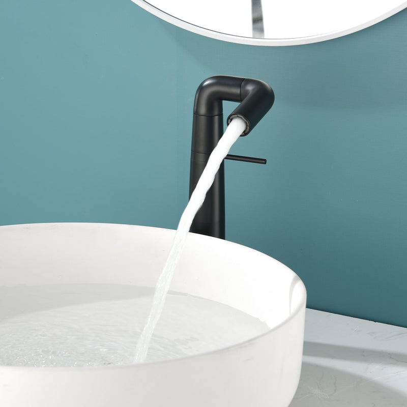 Matte Black Single Hole Bathroom Sink Faucet