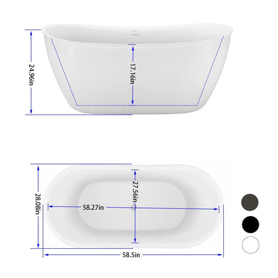 28-in W x 59-in L Gloss Acrylic Oval Freestanding Soaking Bathtub