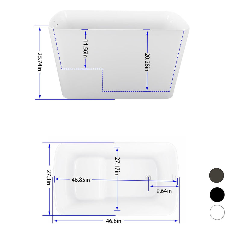 27-in W x 47-in L Gloss Acrylic Oval Freestanding Soaking Bathtub