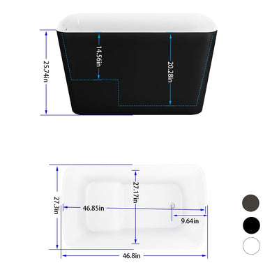 27-in W x 47-in L Gloss Acrylic Oval Freestanding Soaking Bathtub