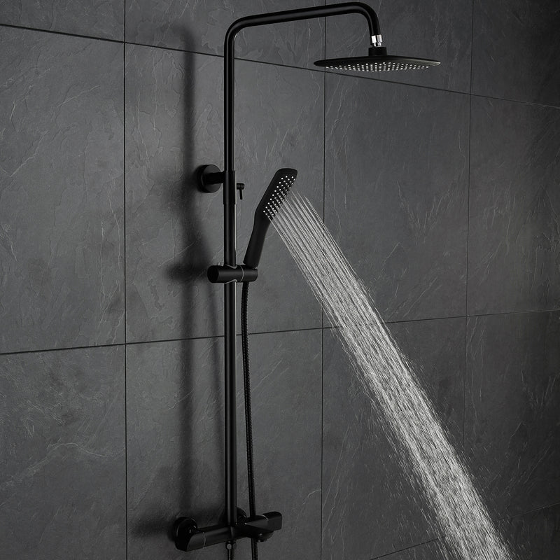 3-Function Thermostatic Matte Black Exposed Shower System