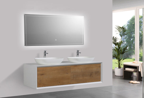 Wall Mounted Single Bathroom Vanity with Solid Surface Vanity Top