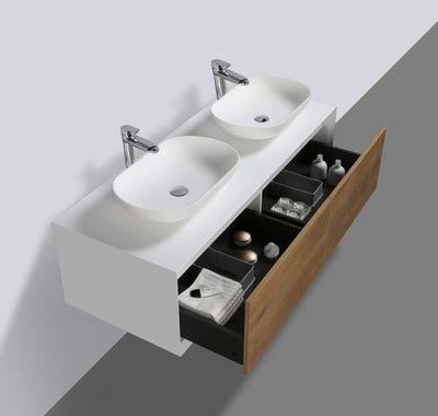 Wall Mounted Single Bathroom Vanity with Solid Surface Vanity Top