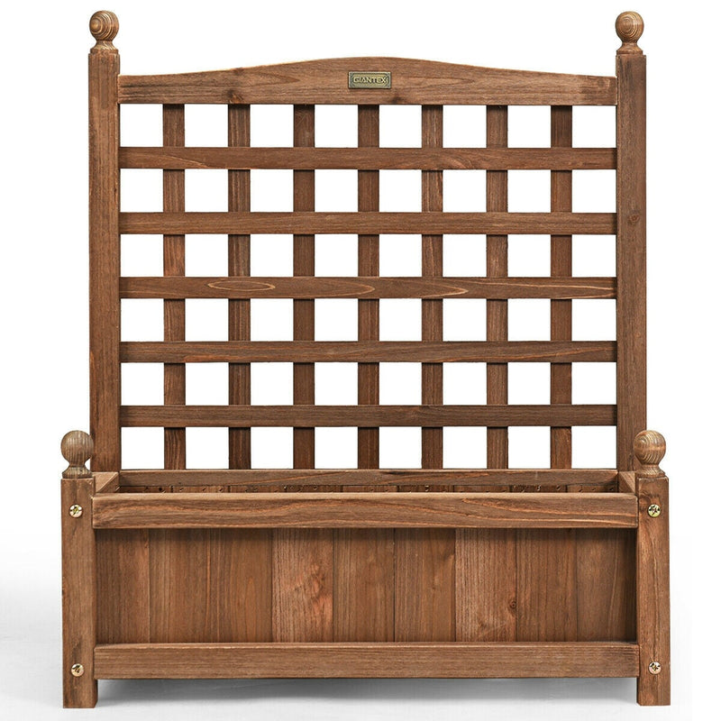 Solid Wood Planter Box with Trellis Weather-resistant Outdoor