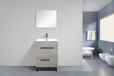 Cement Gray & White Freestanding Bathroom Vanity with Faux Marble Integrated Top & Sink