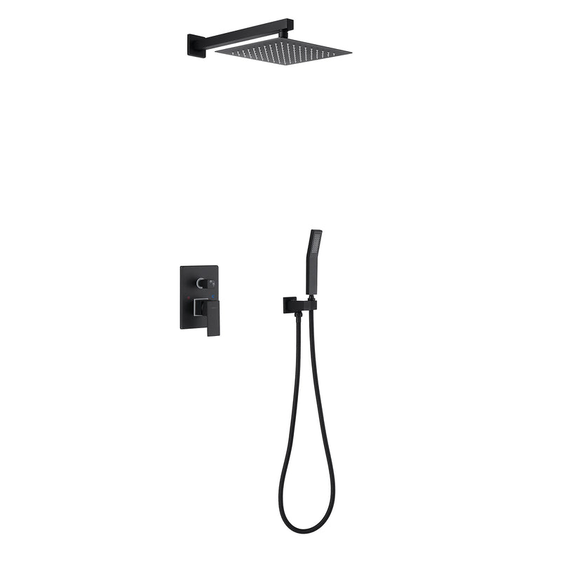 Wall Mount Matte Black Rainfall Shower Head System Shower Faucet