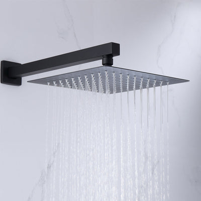 Wall Mount Matte Black Rainfall Shower Head System Shower Faucet