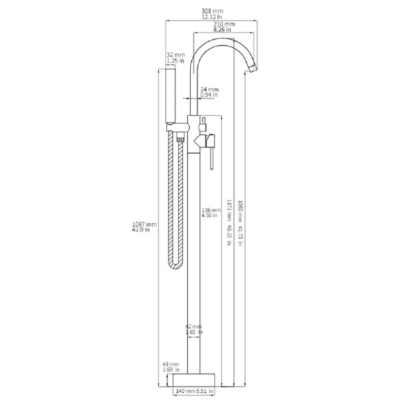 Single-Handle Free Standing Tub Faucet Bathroom Shower in Brushed Nickel