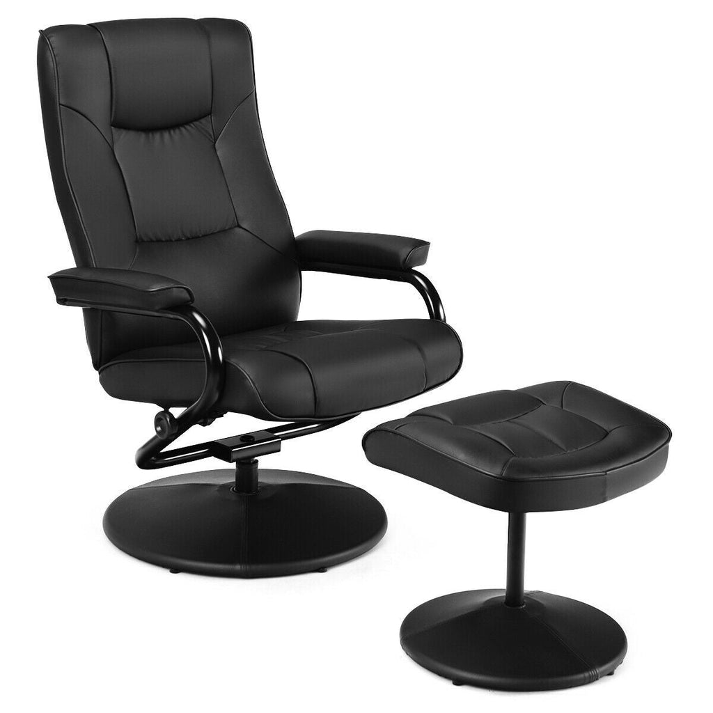 FORCLOVER Gray Faux Leather Game Chair with Adjustable Arms and