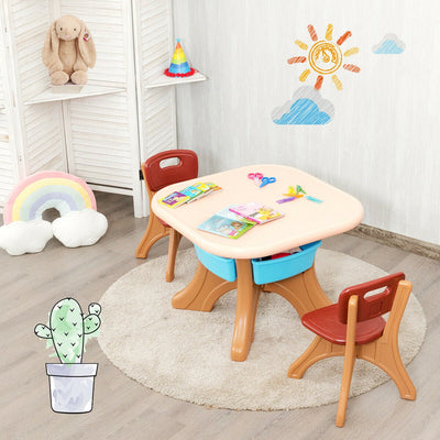 Children Kids Activity Table and Chair Set Play Furniture with Storage