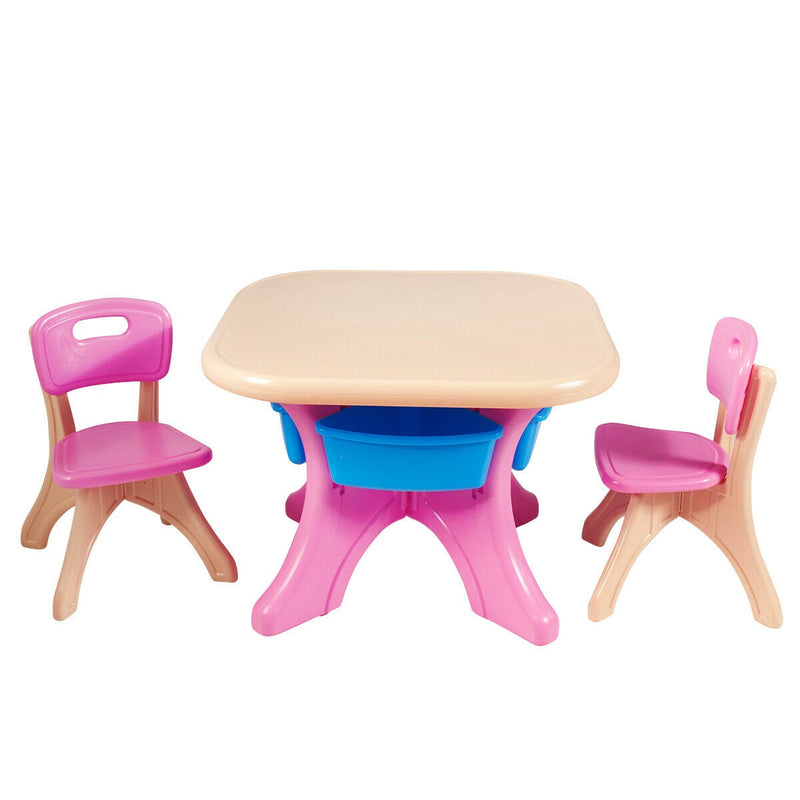 In/Outdoor 3-Piece Plastic Children Play Table and Chair Set