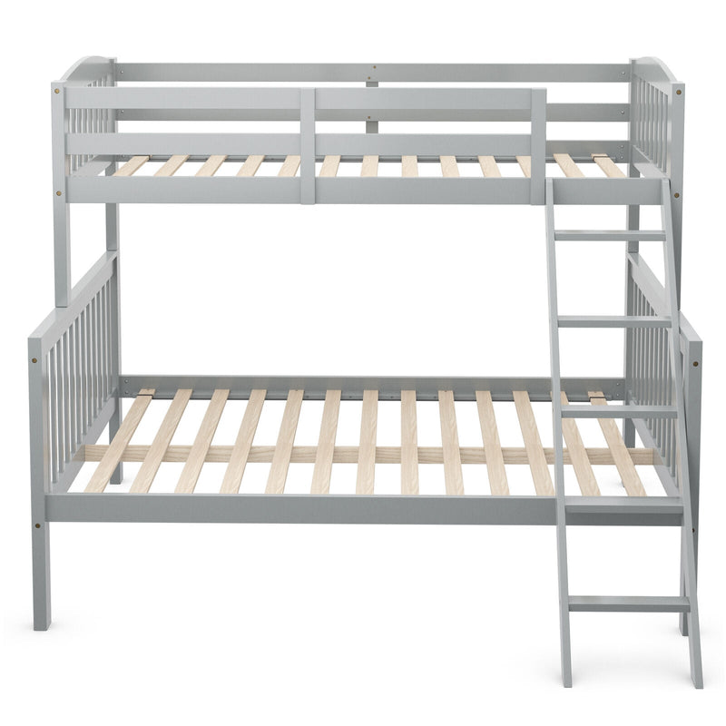 Convertible Rubber Wood Bunk Beds with Ladder