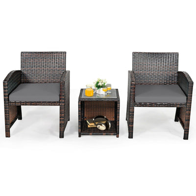 3 Pieces PE Rattan Wicker Furniture Set