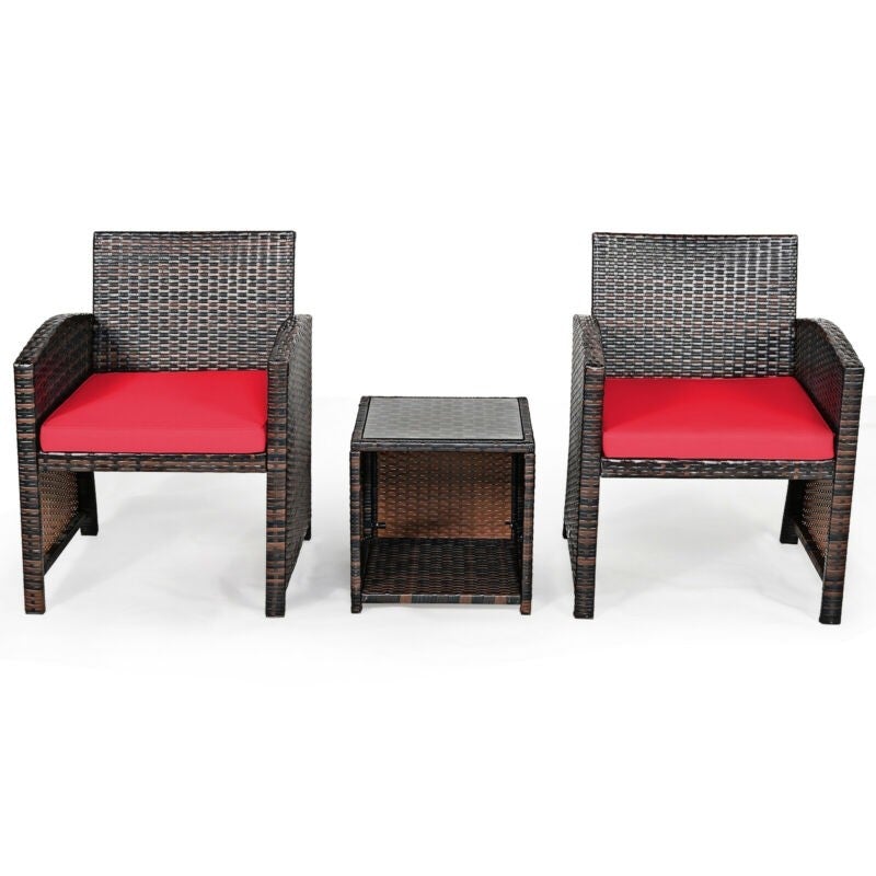 3 Pieces PE Rattan Wicker Furniture Set