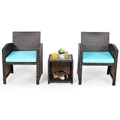 3 Pieces PE Rattan Wicker Furniture Set