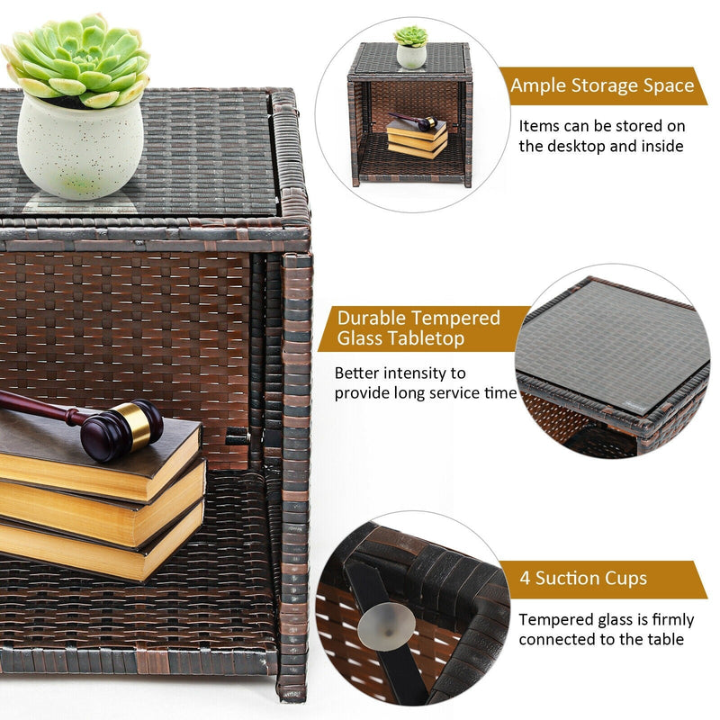 3 Pieces PE Rattan Wicker Furniture Set