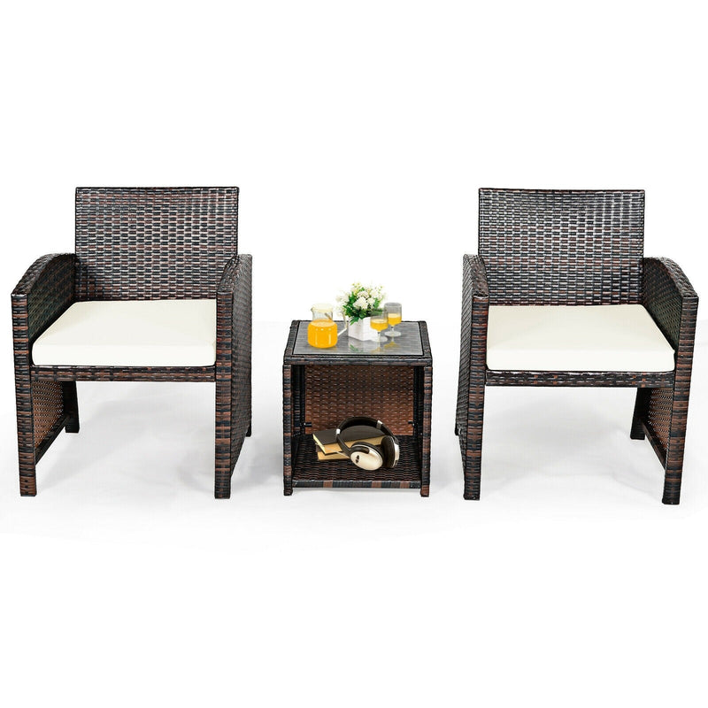 3 Pieces PE Rattan Wicker Furniture Set