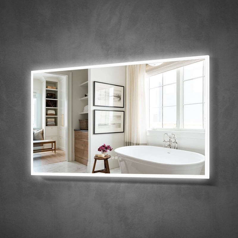 55 in. W x 30 in. H Rectangular Frameless Anti-Fog LED Light Dimmable Wall Mount Premium Bathroom Vanity Mirror