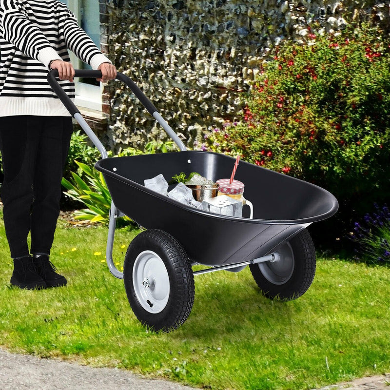 2 Tire Wheelbarrow Garden Cart Heavy-duty Dolly Utility Cart