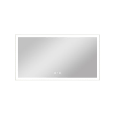 55 in. W x 30 in. H Rectangular Aluminum Framed LED Wall Mount Anti-Fog Modern Decorative Bathroom Vanity Mirror in White