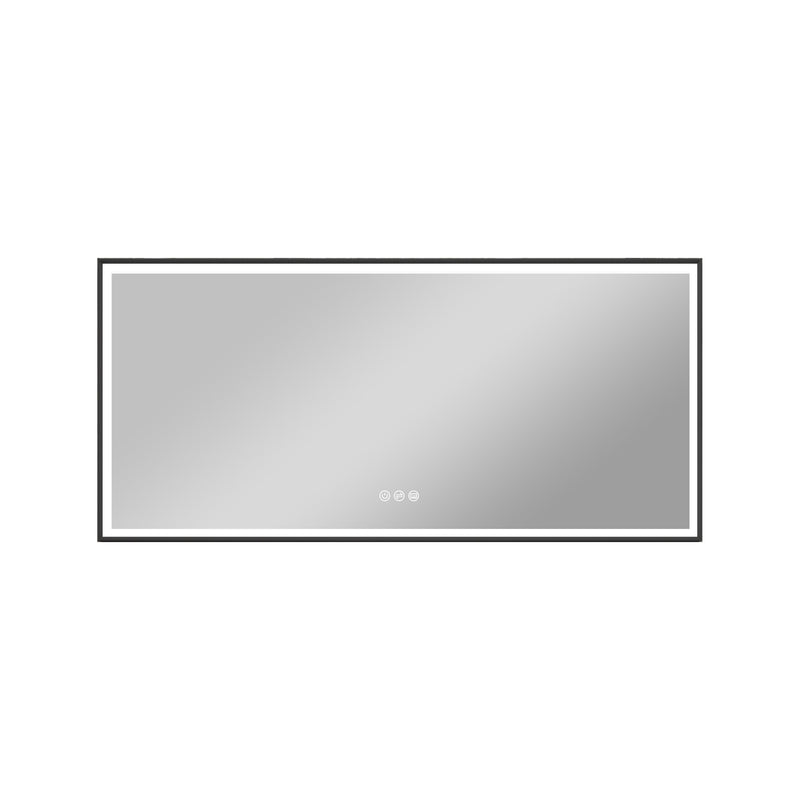 60 in. W x 28 in. H Rectangular Aluminum Framed LED Wall Mount Anti-Fog Modern Decorative Bathroom Vanity Mirror in Matte Black