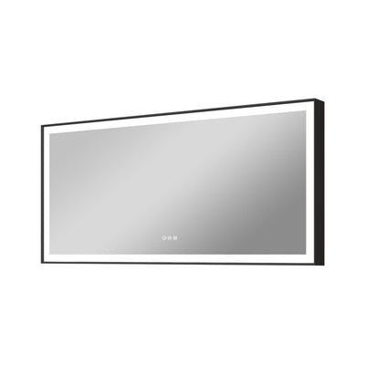 60 in. W x 28 in. H Rectangular Aluminum Framed LED Wall Mount Anti-Fog Modern Decorative Bathroom Vanity Mirror in Matte Black