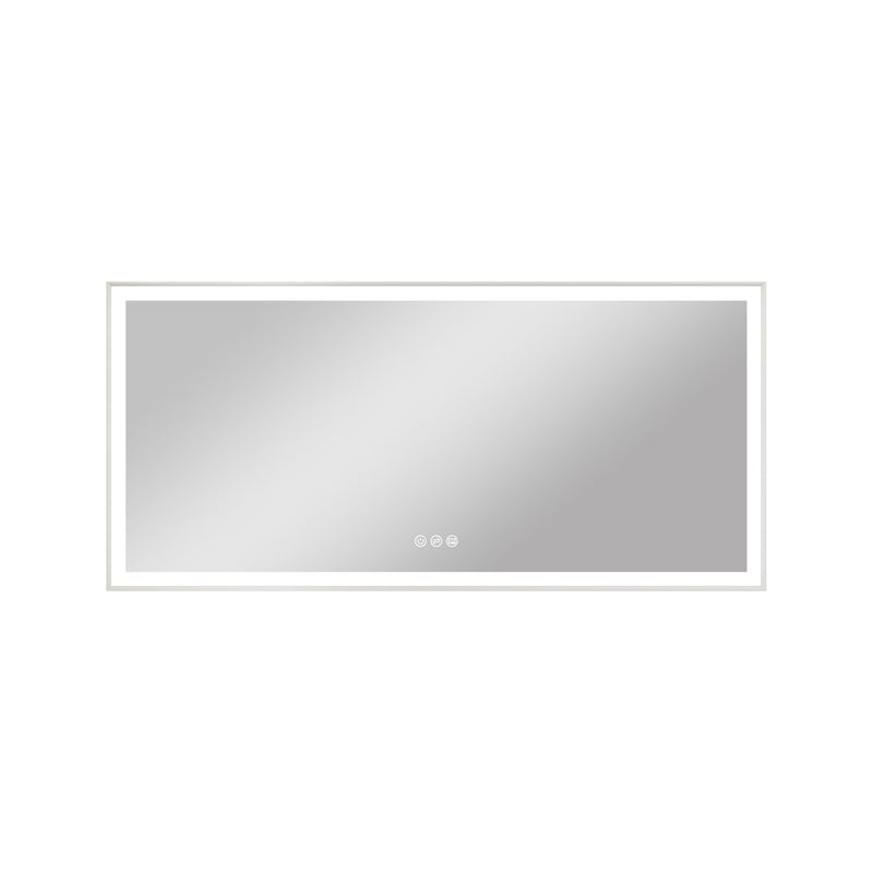 60 in. W x 28 in. H Rectangular Aluminum Framed LED Wall Mount Anti-Fog Modern Decorative Bathroom Vanity Mirror in White