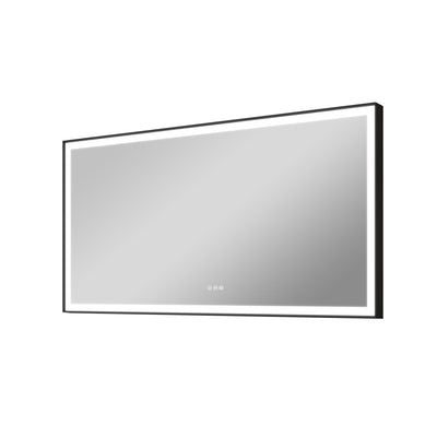 72 in. W x 36 in. H Rectangular Aluminum Framed LED Wall Mount Anti-Fog Modern Decorative Bathroom Vanity Mirror in Matte Black