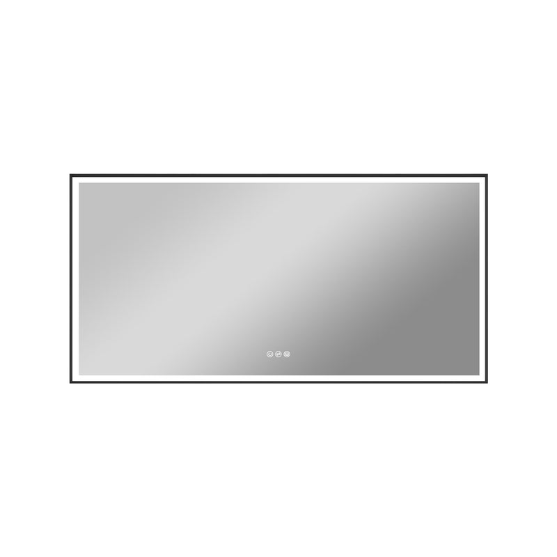 72 in. W x 36 in. H Rectangular Aluminum Framed LED Wall Mount Anti-Fog Modern Decorative Bathroom Vanity Mirror in Matte Black