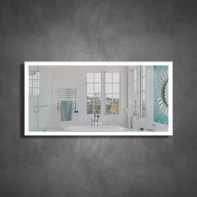 72 in. W x 36 in. H Rectangular Aluminum Framed LED Wall Mount Anti-Fog Modern Decorative Bathroom Vanity Mirror in White