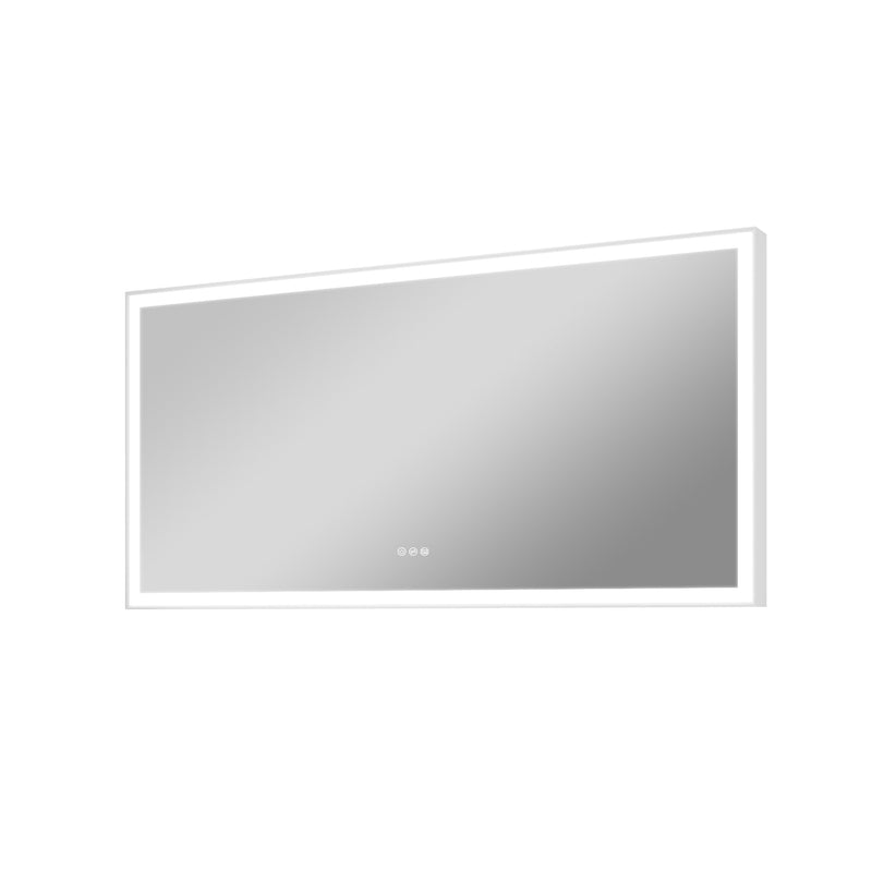 72 in. W x 36 in. H Rectangular Aluminum Framed LED Wall Mount Anti-Fog Modern Decorative Bathroom Vanity Mirror in White