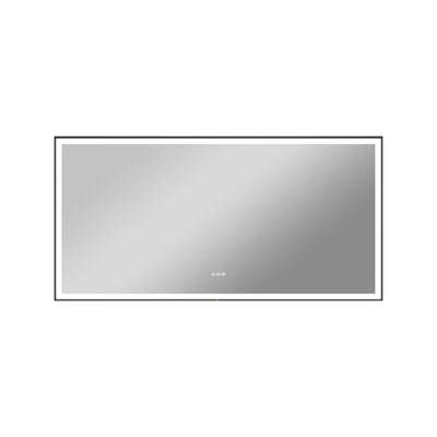 84 in. W x 42 in. H Rectangular Aluminum Framed LED Wall Mount Anti-Fog Modern Decorative Bathroom Vanity Mirror in Matte Black