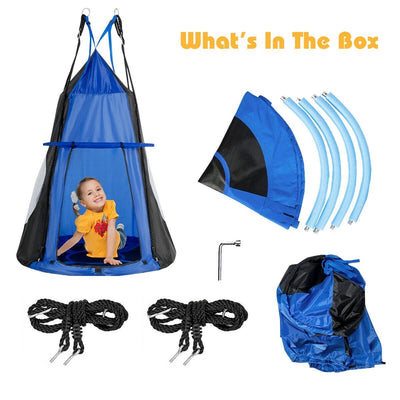 2-in-1 40 Inches Kids Hanging Chair Detachable Swing Tent Set