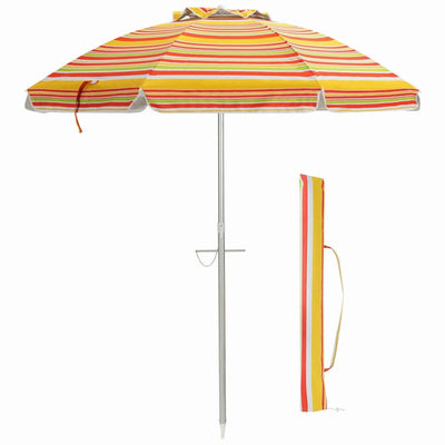 6.5 Feet Beach Umbrella with Sun Shade and Carry Bag without Weight Base