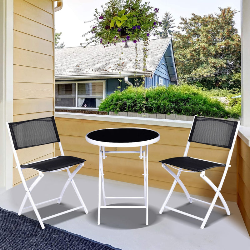 3 Pcs Folding Garden Patio Table Chairs Set