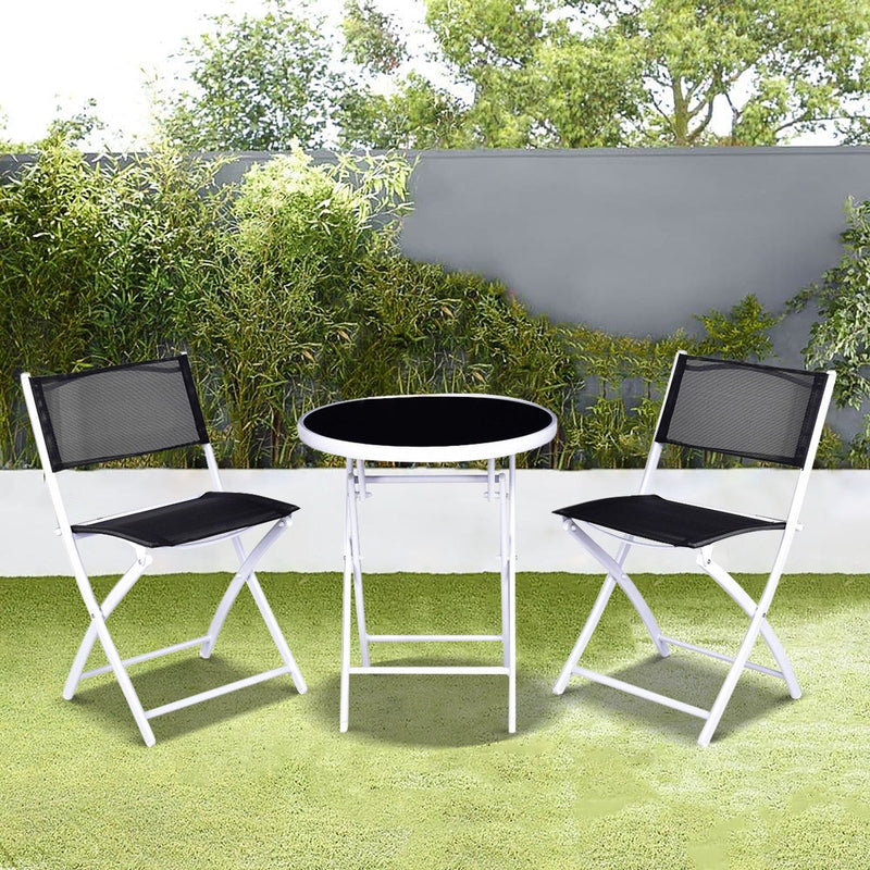 3 Pcs Folding Garden Patio Table Chairs Set