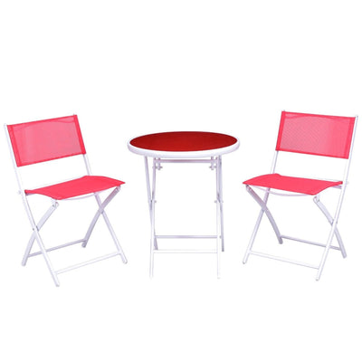 3 Pcs Folding Garden Patio Table Chairs Set