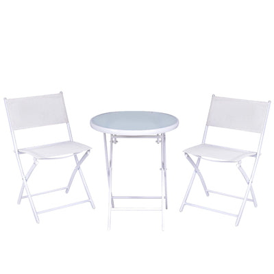 3 Pcs Folding Garden Patio Table Chairs Set