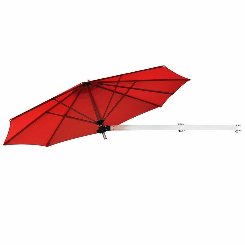 8ft Wall-Mounted Telescopic Folding Tilt Aluminum Sun Shade Umbrella